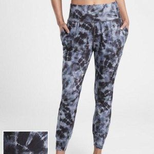 Athleta Black and Gray Tie-Dye Joggers